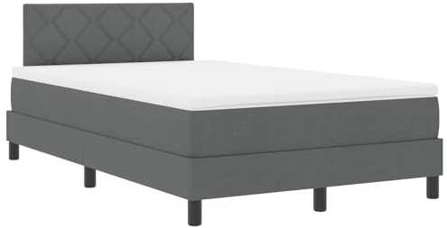vidaXL Boxspring säng med madrass mörkgrå 120x190 cm tyg