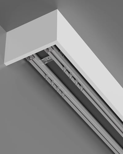 Sistema di binari per tende, doppio binario e mantovana per tende, in lega di alluminio con rulli silenziosi per montaggio a soffitto/parete, ideale per camere da letto
