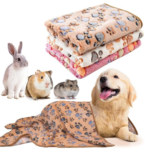 Norhogo 3 mantas de un lado para mascotas y perros de un solo lado, con diseño de patas, lavable, absorbente, jaula para hámsters, conejos, chinchillas, erizos, hurones, 60 x 40 cm