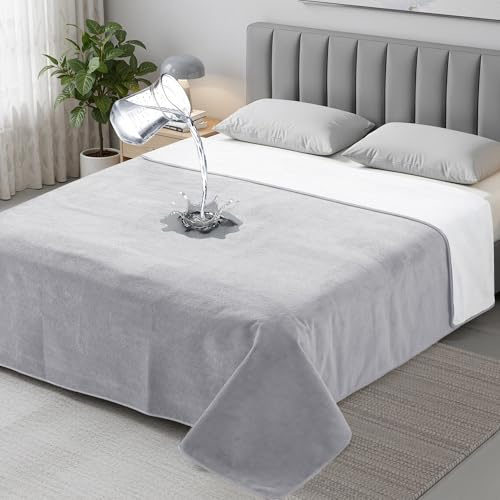 Autsel Vattentät Filt 152x203cm - Dubbel Våndbar Filt för Par, för Soffa och Säng med Trefaldig Antifuktighetsskikt, Skyddar mot Fukt och Fläckar, för Par och Husdjur