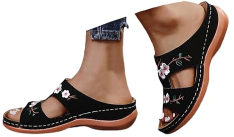 Sandales Et Mules pour Femmes Orthopédiques Chaussons Été Confortable Chausson Bout Ouvert Compensées Plateforme Pantoufles De Plage Et Claquettes De Piscine