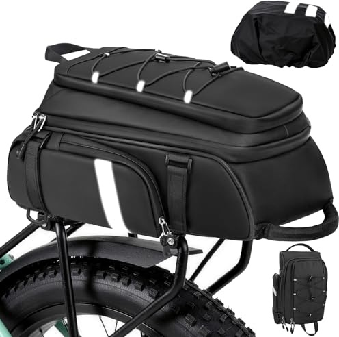 Desing Wish 15L 3IN1 Sacoche Velo Porte Bagage Arriere Imperméable Sac Isotherme pour Sac a Dos Velo Sacoche Selle Vélo pour Electrique Route VTT Vélo Accessoires Mâle Cadeau avec Housse de Pluie