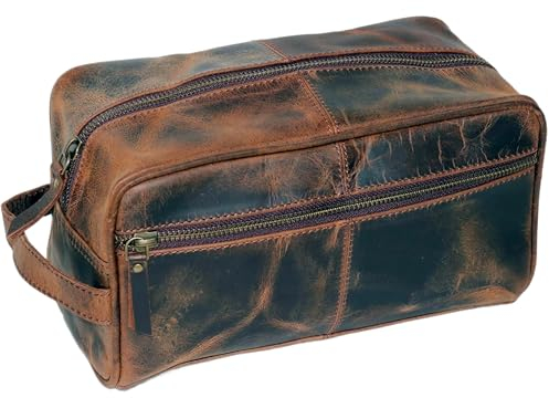 JAALD Tasche Kulturtasche Koffer Waschtasche Kit Ledertasche Kulturbeutel Necessaire echt Leder die Toilette Badezimmer Rasieren Wasserdicht Kosmetik Medikamente Herren Damen Leather toiletry dopp bag