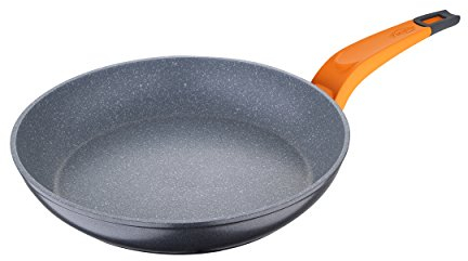 San Ignacio Lava - Sartén de 24cm - Fabricado en Aluminio Forjado - Revestimiento Interior Y Exterior Mármol Gris De Whitford - Mango Soft Touch - Protector De Llama Con Pintura - Inducción Total