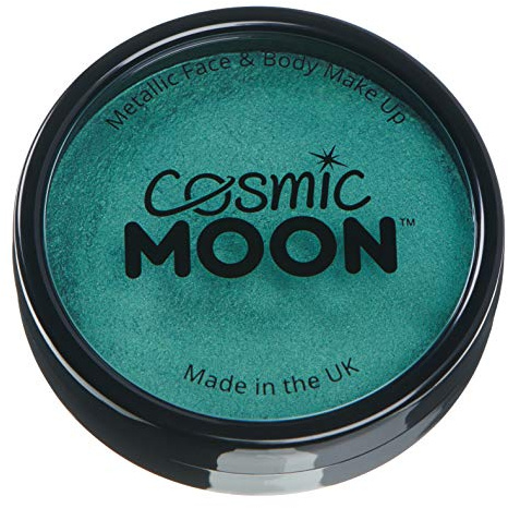 Metallic Pro Face & Body Paint Cake Pots by Cosmic Moon - Green - Professional Water Based Face Paint Makeup for Adults, Kids - 36g