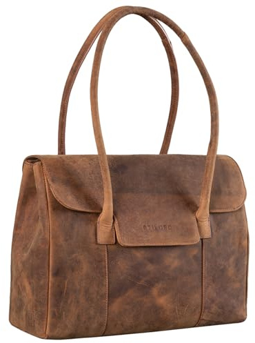 STILORD Carrie Handtasche Shopper Damen Leder Umhängetasche Groß Bowling Bag Handtasche Hobo Bag Tote Tasche Schultertasche für Frauen Vintage Echtleder Farbe:Torino - braun