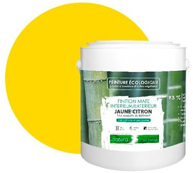 BOX DECO COULEURS Pintura natural ecológica interior exterior con aspecto mate Natura – 2,5 l/33 m² [Clase energética A+], amarillo limón