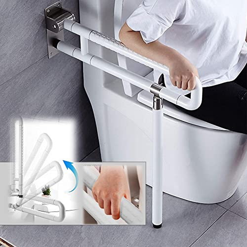 Foldable Wall Mounted Safety Support Non Slip Toilet Grab Bar Handles Bathroom Shower Toilet Support for Disabled Elderly Pregnant Woman (Load up to 330 lb) Shower Assist Aid