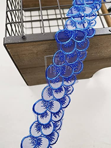 5cm Large exquise Tissu de fleur en maille de broderie ruban robe à col collier jupes décolleté en dentelle garniture DIY Tissu de décoration de couture de vêtements (Couleur : Blue)