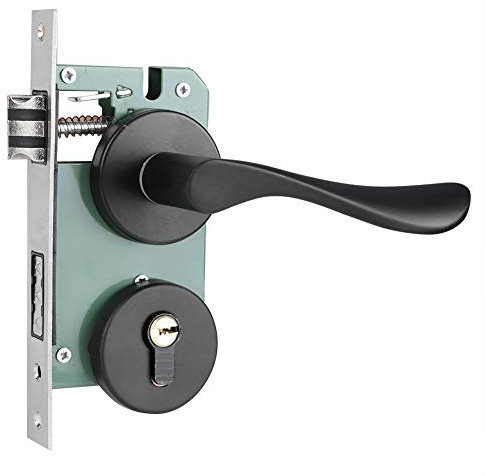 Juego de manijas de puerta de palanca de entrada, manija de puerta de bloqueo con llave para el hogar, cerradura de puerta de dormitorio de aluminio, piezas de repuesto