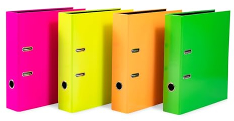 HERMA Ordner A4 Neon Set, 10 Stück, 7 cm breit, Kinder Ringordner, einfarbiger Aktenordner in leuchtender Neon Farbe für Jungen und Mädchen