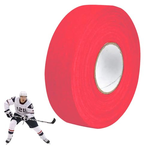 KARELLS Nastro per hockey su ghiaccio, nastro per hockey su ghiaccio, nastro per hockey e hockey, antiscivolo, antiscivolo, 25 m x 25 mm, rosso