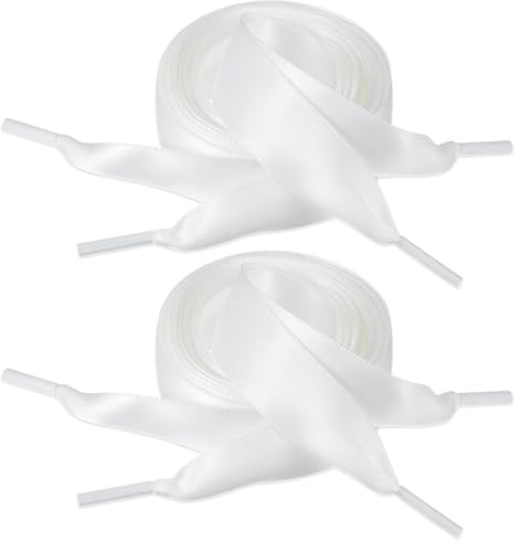 Geosar 2 Paires Lacets en Ruban de Satin pour Baskets Lacets de Chaussures Plats Cordons de Bottes pour Enfants, 2 cm