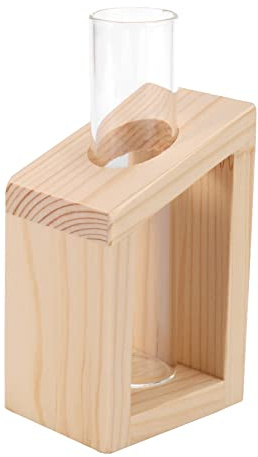 Yheonver Kristall Glas Reagenzglas Vase in Holzständer Blumentöpfe für Hydroponik Pflanzen Haus Garten Dekoration