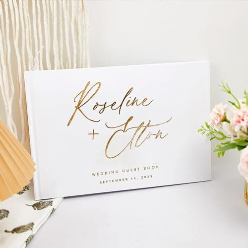Libro De Visitas De Boda Personalizado Con Nombre/Fecha, Personalizado Libro De Firmas De Libro De Boda, Libro De Firmas Para Invitados De Boda, Decoración De Bautismo De Boda