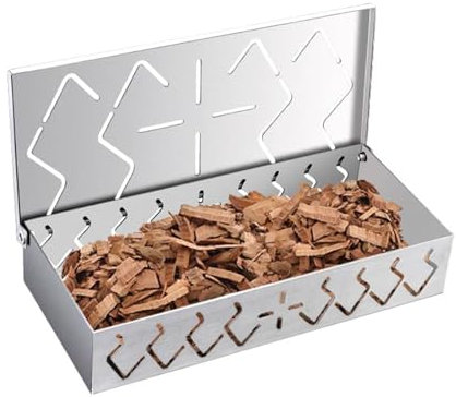 Fumoir avec couvercle | Barbecue au charbon de bois Fumoir | Outil de barbecue avec petits trous pour poisson, côtes, poulet, saucisse, porc et bacon