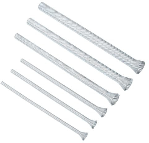 sourcing map 6Pcs Spring Tube Bender Set for Copper Tubing O.D. 1/4'',3/8'',1/2'',5/8'',3/4'', Bending Spring for Copper Tubing, Spiral Spring Bender for Copper, Aluminum Tubing, Silver