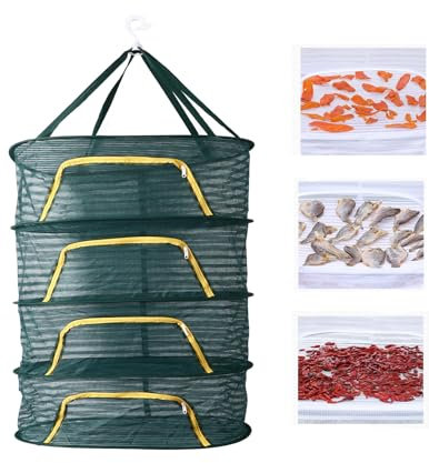 Estante de secado de hierbas de 4 capas, estante de secado de brotes, 15.7 x 23.6 x 31.5 pulgadas, plegable, de alta elasticidad, color verde fino, estante de secado de hierbas de malla transpirable