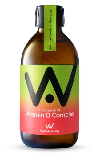 WELL ACTUALLY Liposomal Vitamin B Complex High Strength and Bioavailability - 8 Essential B Vitamins Complex for Energy, Brain, Metabolism Support - Tropical Flavour (50 Servings)