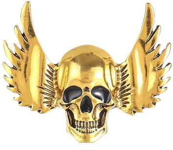 Broche crâne en cristal avec ailes d'ange vintage pour homme et femme - Épingle à revers en strass pour manteau, corsage, costume, jupe - Accessoires pour femmes et hommes, taille unique, Métal