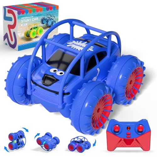ifollower Coche Teledirigido 4x4 Camión Anfibio, 360° Acrobacias y LED, 15km/h, Carga USB-C Directa, Juguete para Niños 3 4 5 6 7 8 9 10 11 12 Años, Regalo Navidad Cumpleaños