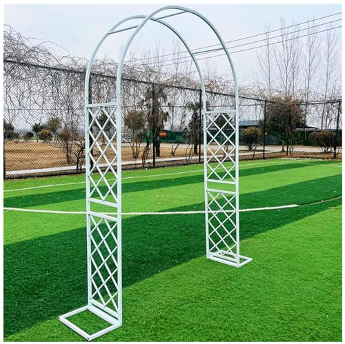 Robust trädgårdsbåge av metall, spaljé – elegant bröllopsbåge för klätterväxter, pergola och promenaddekoration utomhus, vit, 13,9 x 21,1 cm – perfekt för rosor och gungstativ