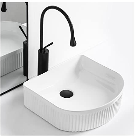 PUFAHAU Lavabo De Baño De 40,6 X 35,5 Cm, sobre Encimera De Cerámica con Grifo, Lavabo De Tocador Blanco.