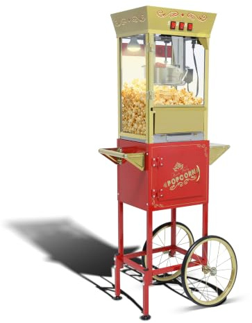 NUEFYR 12 oz Commercial Popcorn Machine with Cart and Wheels, Popcorn Maker