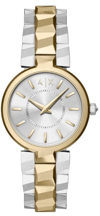 Armani Exchange Montre Femme, mouvement Quartz Deux aiguilles, boîtier 34 mm, Bracelet en Acier inoxydable ou en Cuir