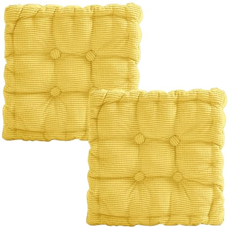 Jinfanshurich Set med 2 stolskuddar 40 x 40 cm, sittdyna utomhus, sittdyna för matsal, vardagsrum, kontorsstol, balkongstol, sittdyna, kvadrat (gul)
