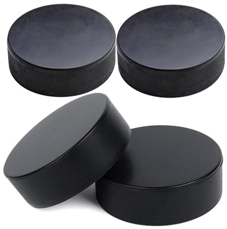 Ishockeypuck 4-pack – 3 tum officiell reglering storlek träningspuckar, 1 tum tjocklek lätt PU-utrustning, hållbar övningspuckar | inomhus rullhockeyutrustning, sporttillbehör för barn och Adu
