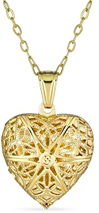 Colgante De Collar De Medallón Difusor De Perfume De Aceite Esencial De Aromaterapia En Forma De Corazón De Estrella De Filigrana De Estilo Vintage Para Mujeres Adolescentes Chapado En Oro De 18K