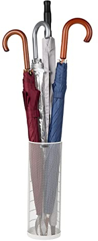 Mind Reader Umbrella Stand, Walking Cane Rack Porta Carta da imballaggio, Ingresso, Rete Metallica, Metallo, Bianco, 5.5L x 5.5 W x 15.75 H