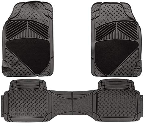 UKB4C 3 Piece Universal Fit Waterproof Heavy Duty Black Rubber Front & Full Length Rear Car Non-Slip Floor Mats SUV 4x4