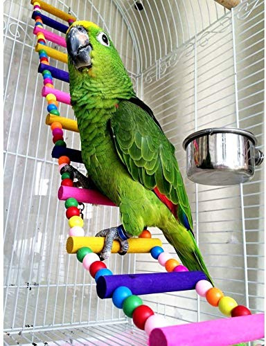 Litewoo Bird Ladder Toy Climbing Bridge Wooden Parrot Swing for Parakeet Cockatiel African Grey Lovebird Finch Budgie Cockatoo Conure Amazon Cage Accessories