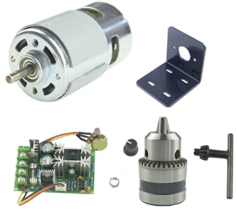 CONQUERALL 775 Moteur DC 12V 6000 RPM / 24V 12000RPM Moteur de grande puissance à couple élevé avec mandrin de perçage, support et contrôleur de vitesse 20A