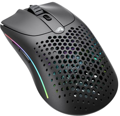 Glorious Gaming Model O 2 Wireless Gaming Mouse – 2,4 GHz & Bluetooth hybrid, superleichte 68 g, Lange Akkulaufzeit, 26 k BAMF 2.0 Sensor, RGB-Beleuchtung, beidhändig, 6 Tasten, PTFE-Füße – Schwarz