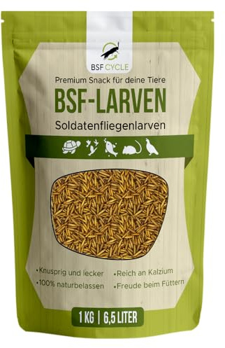 Larves de Mouches Soldats séchées – Aliment pour Oiseaux Sauvages, Poules et hérissons, Riche en protéines et en Calcium, Alternative aux vers de Farine (1kg, Larves de Mouches soldates)
