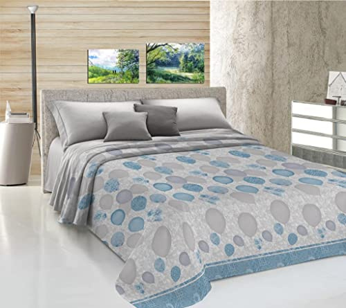 PELLECCHIA 1969 |Telo,Copriletto Primaverile Estivo In Piquet |Made In Italy |100% Cotone Jacquard Ideale Come Telo Arredo, Coperta Salva Letto Fantasia Palloncini (Matrimoniale, Azzurro)