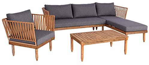 Mendler Garten-Garnitur HWC-L29, Garnitur Sitzgruppe Lounge-Set Sofa, Akazie Holz MVG-Zertifiziert - dunkelgrau
