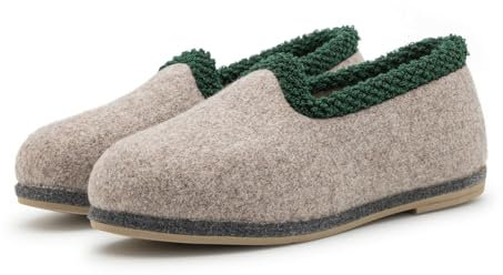Pantoffelmann Filzpantoffeln mit Gummisohle I Aus 70% Wollfilz I Grau I Größe 48 I Atmungsaktive & rutschfeste Filzhausschuhe für Damen & Herren I Warme & bequeme Hausschuhe