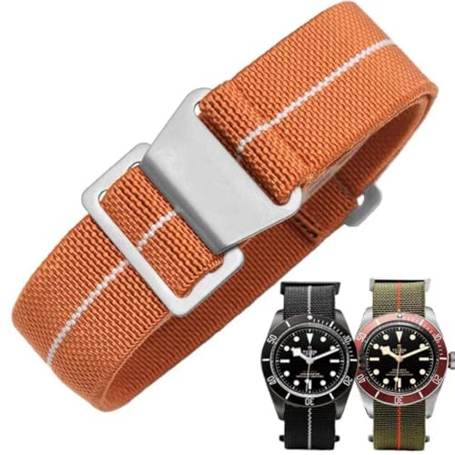 Elastiskt klockarmband i nylon, militäriskt parachute-band, ersättningsarmband av tyg, med hake, spänne i svart/silver, för män och kvinnor, 10 färger, 3 storlekar 18/20/22 mm