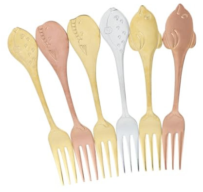PRETYZOOM Set Di 6 Forchette Da Pesce in Acciaio Inossidabile Con Manico Lucido Versatili Per Dessert Insalate E Antipasti.