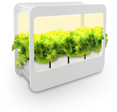 Nutriluce Mini Serra da Interno con Luci LED e Timer Automatico, Ideale per Coltivazione Indoor di Piante Aromatiche e Piccoli Ortaggi, Serra per Orto Intelligente, Idea Regalo Green (Miniserra+Vasi)