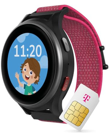 ANIO 6 Smartwatch für Kinder, GPS und Telefonfunktion, Dt. Hersteller, Datenschutz und -Telefonsupport, Lange AKKU-Laufzeit, SOS, Telekom SIM-Karte 30€ Amazon-Gutschein nach Registrierung (Hibiscus)
