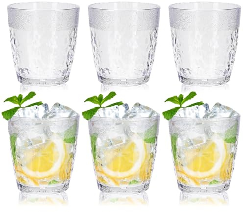 SHAIDOJIO 6 stycken campingglas plast, 200 ml transparenta vattenglas, okrossbara plastdricksglas barnkoppar, stapelbara vita plastjuiceglas för fest middag picknick kontor