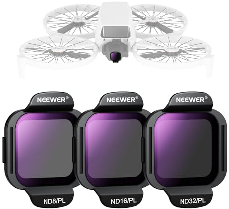 NEEWER ND/PL filter tillbehörssats kompatibel med DJI Flip Drone (3-pack), ND8/PL ND16/PL ND32/PL Snap On Multicoated HD optiskt glas neutral densitet polariserad ND linsfilterkit, FL-N37