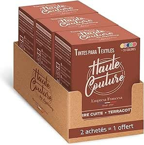 Haute Couture Textilfarbe – 3x350g – Terrakotta - Alles-in-Einem – Fertig zur Anwendung für Kleidung und Stoffe