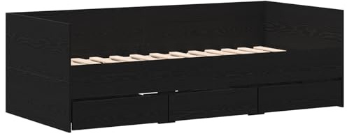 vidaXL Cama Nido Moderna de Roble Negro con 3 cajones de Almacenamiento | Estructura Elegante para Espacios pequeños Ideal para Dormir y 90 x 190 cm | Uso Interior, Ahorro de Espacio, Mueble Compact