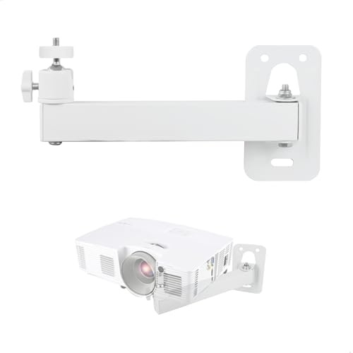 mimzemamz Support Videoprojecteur Mural, Support Projecteur Réglable Rotation à 360°, Supports Retroprojecteur en Métal avec Adaptateur 1/4 pour Home Cinéma, Bureau, Salle de Jeux, Blanc